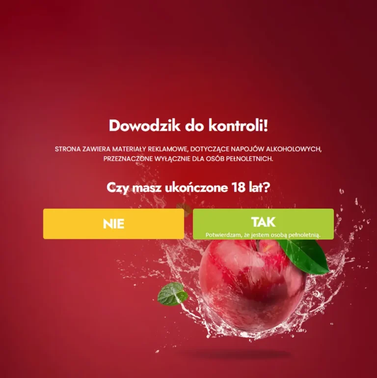 Zrzut ekranu sklepu URBANEK - bramka wieku 18+ dla produktów alkoholowych