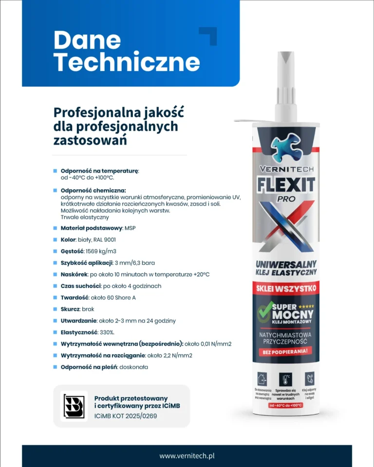 Grafika FLEXIT PRO - karta danych technicznych kleju montażowego